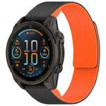 For Garmin 22mm Vertical Striped Magnetic Silicone Quick Release Watch Band(Black Orange)