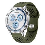 22mm Round Holes Breathable Reverse Buckle Silicone Watch Band(Army Green)