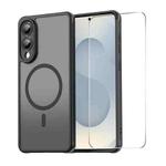 For Samsung Galaxy S25 Edge 5G ENKAY Hat-Prince MagSafe Matte Translucent Shockproof Phone Case with 0.18mm High Aluminum-silicon Glass Film(Black)