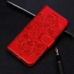 Mandala Embossing Pattern Horizontal Flip Leather Case for Motorola Moto P40 Play, with Holder & Card Slots & Wallet & Photo Frame &  Lanyard(Red)