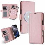 For iPhone Air Kalebol Strong Magnetic MagSafe Ring 2 In 1 Split Leather Phone Case(Rose Gold)