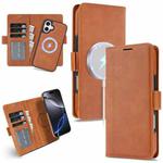 For iPhone 16 Kalebol Strong Magnetic MagSafe Ring 2 In 1 Split Leather Phone Case(Brown)