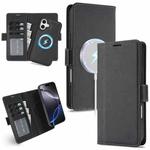 For iPhone 16 Plus Kalebol Strong Magnetic MagSafe Ring 2 In 1 Split Leather Phone Case(Black)