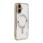 For iPhone 16 Plus ENKAY Hat-Prince Magsafe Electroplated TPU Clear Shockproof Phone Case(Golden)