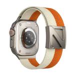 For Apple Watch 46mm / 49mm / 45mm / 44mm Z Shaped Magnetic Clasp Two Color Nylon Watch Band(Starlight Orange)