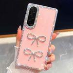 For Samsung Galaxy A26 5G Diamond Glitter Dual Bow-knot Shockproof Phone Case(Light Pink)