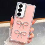 For Samsung Galaxy A35 5G Diamond Glitter Dual Bow-knot Shockproof Phone Case(Light Pink)