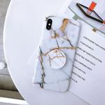 For iPhone X / XS Glossy Marble Folding Bracket Anti-drop TPU Case(Z23)