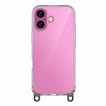 For iPhone 17 Kalebol Minimalist High Transparency Multi Color Lanyard Hole Phone Case(Black)