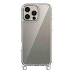 For iPhone 16 Pro Max Kalebol Minimalist High Transparency Multi Color Lanyard Hole Phone Case(Silver)