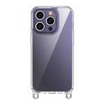 For iPhone 15 Pro Kalebol Minimalist High Transparency Multi Color Lanyard Hole Phone Case(Silver)