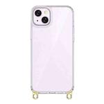 For iPhone 14 Plus Kalebol Minimalist High Transparency Multi Color Lanyard Hole Phone Case(Gold)