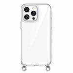 For iPhone 14 Pro Max Kalebol Minimalist High Transparency Multi Color Rotating Lanyard Hole Phone Case(Silver)