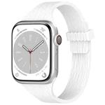 For Apple Watch 42mm / 41mm / 40mm / 38mm Water Wood Grain Small Waist Magnetic Silicone Watch Band(White)
