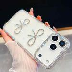 For iPhone 17 Pro Max Diamond Glitter Dual Bow-knot Shockproof Phone Case(White)
