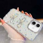 For iPhone 17 Diamond Glitter Dual Bow-knot Shockproof Phone Case(Transparent Stars)