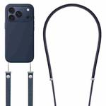 For iPhone 17 Pro Crossbody Imitation Nylon Magnetic Liquid Pop-Up Animation Liquid Silicone Phone Case(Midnight)