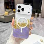For iPhone 17 Pro Gilding MagSafe Hybrid Clear TPU Phone Case(Purple)