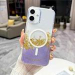 For iPhone 17 Gilding MagSafe Hybrid Clear TPU Phone Case(Purple)