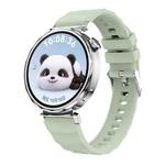 18mm Wave Texture Silver Buckle Silicone Watch Band(Leaf Green)
