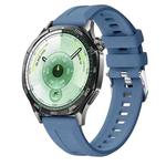 22mm Vertical Stripes Silver Buckle Solid Color Silicone Watch Band(Topaz Blue)