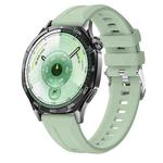 22mm Vertical Stripes Silver Buckle Solid Color Silicone Watch Band(Light Green)
