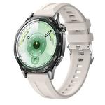 22mm Vertical Stripes Silver Buckle Solid Color Silicone Watch Band(Starlight)