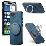 For iPhone 7 / 8 / SE 2022 Retro Leather Rotation Round Holder Phone Case(Blue)