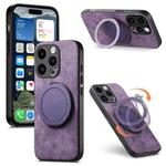 For iPhone 12 Retro Leather Rotation Round Holder Phone Case(Purple)