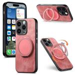 For iPhone 12 Pro Retro Leather Rotation Round Holder Phone Case(Pink)