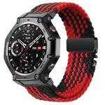 For Amazfit T-Rex 2 Parachute Buckle Elastic Nylon Braided Quick Release Watch Band(Black Red)