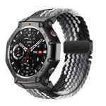 For Amazfit T-Rex 3 Parachute Buckle Elastic Nylon Braided Quick Release Watch Band(Dark Chocolate)