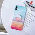 For iPhone XR Glossy Marble Folding Bracket Anti-drop TPU Case(Z16)