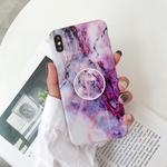 For iPhone XR Glossy Marble Folding Bracket Anti-drop TPU Case(Z9)