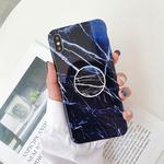 For iPhone XR Glossy Marble Folding Bracket Anti-drop TPU Case(Z2)