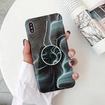 For iPhone XR Glossy Marble Folding Bracket Anti-drop TPU Case(Z14)