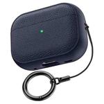 For AirPods Pro 3 Lychee Texture TPU Earphone Cover with Buckle(Blue)