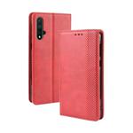 Magnetic Buckle Retro Crazy Horse Texture Horizontal Flip Leather Case for Huawei Nova 5 / Nova 5 Pro, with Holder & Card Slots & Photo Frame(Red)