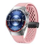 For Huawei Watch GT 6 Pro Holes Magnetic Folding Black Clasp Silicone Watch Band(Pink)