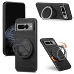 For Google Pixel 7 Pro Retro Leather Rotation Round Holder Phone Case(Black)