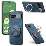 For Google Pixel 7a Retro Leather Rotation Round Holder Phone Case(Blue)