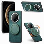 For Huawei Mate 70 Retro Leather Rotation Round Holder Phone Case(Green)