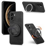 For Honor 90 Lite Retro Leather Rotation Round Holder Phone Case(Black)