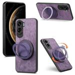 For Honor 90 Lite Retro Leather Rotation Round Holder Phone Case(Purple)
