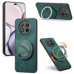 For Honor Magic7 Lite Retro Leather Rotation Round Holder Phone Case(Green)