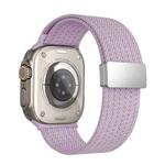 For Apple Watch 42mm / 41mm / 40mm / 38mm Single Color Magnetic Snap Four Strand Elastic Nylon Watch Band(Light Purple)