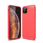 For iPhone 11 Pro Max Brushed Texture Carbon Fiber TPU Case for  iPhone 11 Pro Max(Red)