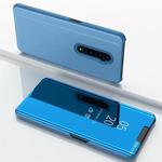 Electroplating Mirror Horizontal Flip Leather Case for OPPO Reno with Holder(Blue)