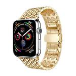 Dragon Grain Solid Stainless Steel Wrist Strap Watch Band for Apple Watch Series 3 & 2 & 1 38mm(Gold)