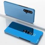 Electroplating Mirror Horizontal Flip Leather Case for Huawei Honor 20 with Holder(Blue)